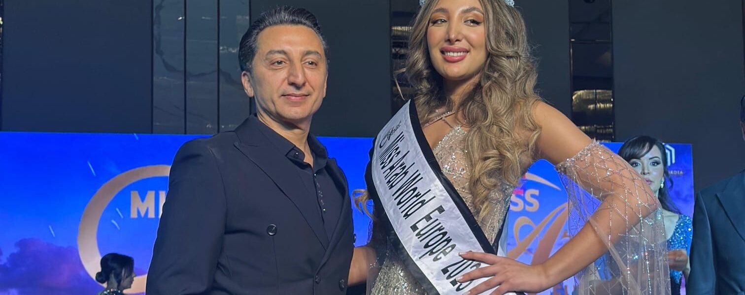 المصمم اللبناني العالمي ماهر غلاييني عضو لجنة تحكيم Miss arab  World europ والملكات يتألقن من تصاميمه.